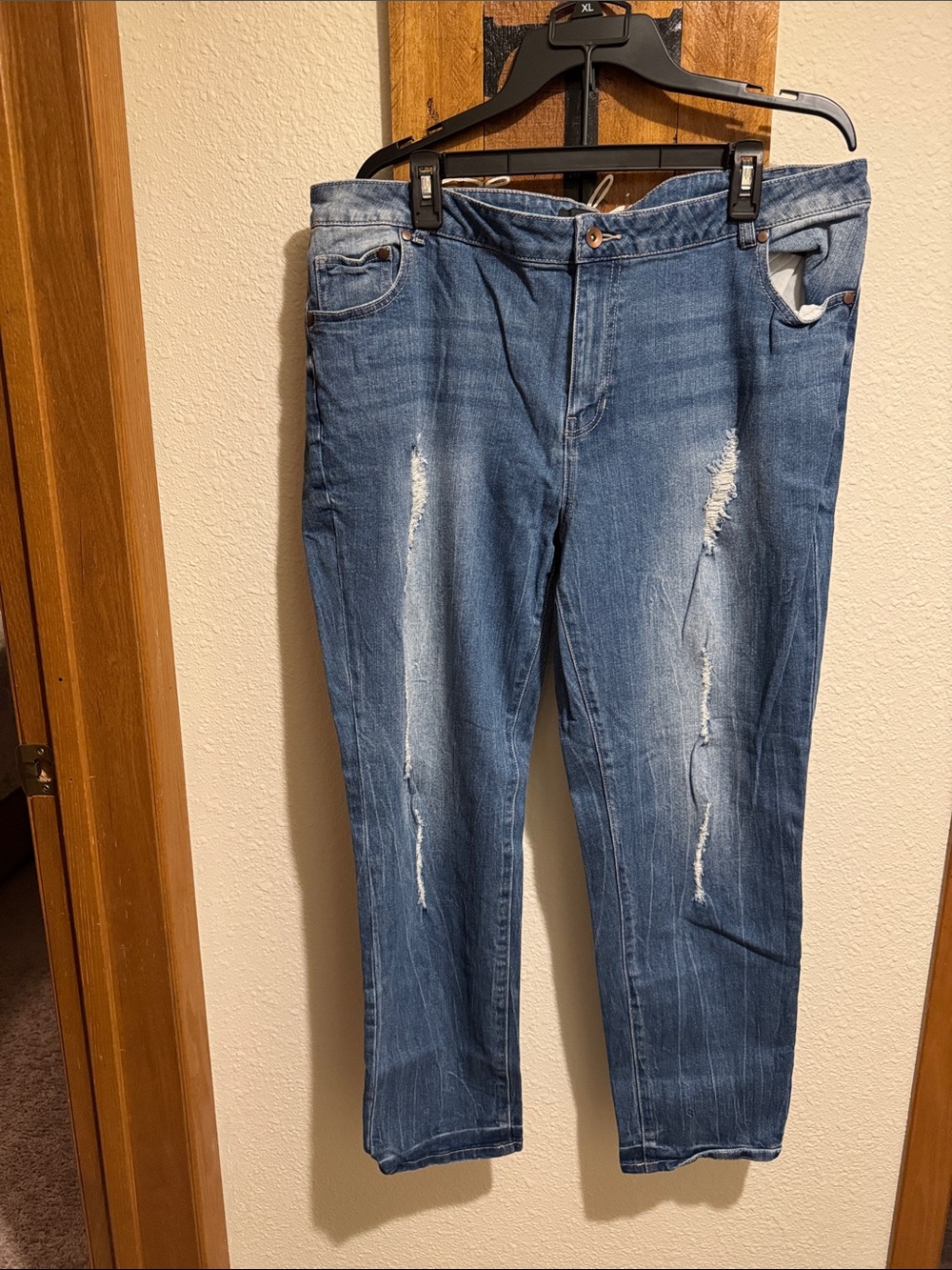 ellos Straight Leg Distressed Blue Jeans